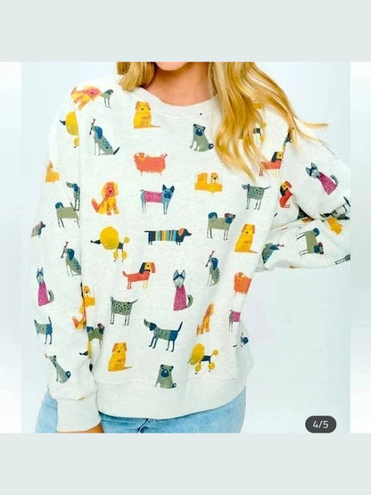 Sweat Shirt Pullover Cartoon Dogs Women's Sw142