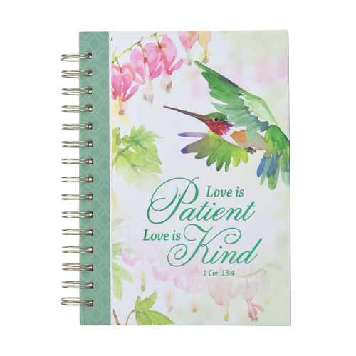 Book Journal Spiral Bound Love Is Patient Green Hummingbird Jlw187