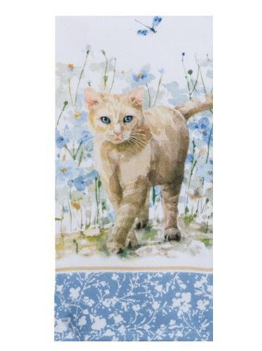 Tea Towel BB Cat White/Blue Dual Purpose Terry R6978 