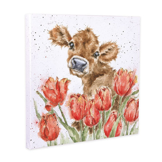 Wrendale Canvas Art CS168 Cow tulips 