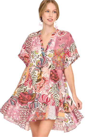 Tiered Dress / Tunic Pink Mix  K9861 