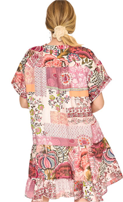 Tiered Dress / Tunic Pink Mix  K9861 