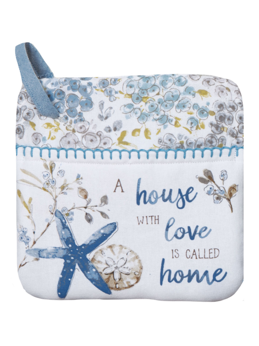 Pot Holder Pocket Blue Escape A House With Love&nbsp; 8"x 8" R7282