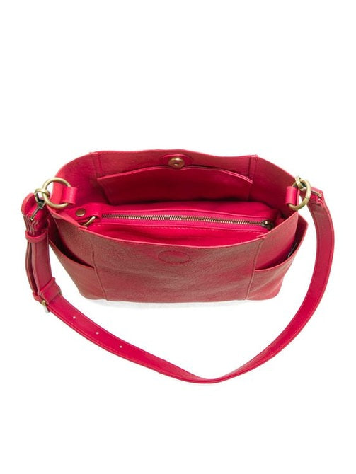 Kayleigh Side Pocket Bucket Bag - L8089-76 -  RUBY PINK 