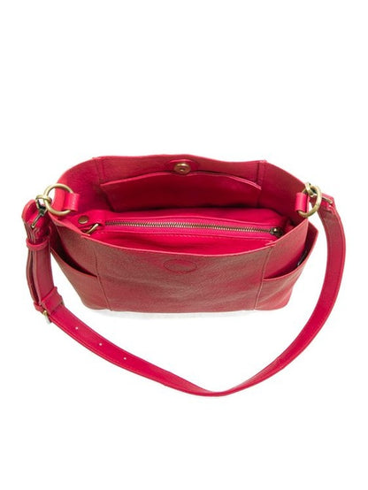 Kayleigh Side Pocket Bucket Bag - L8089-76 -  RUBY PINK 