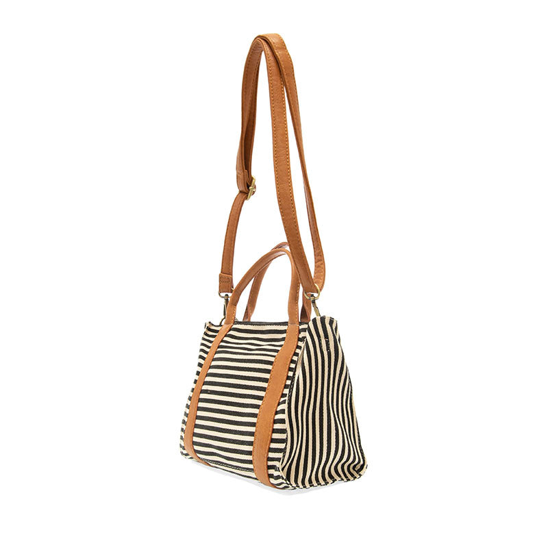 Gwen Striped Canvas Tote - L8169-04 -   Women's  Black & WHITE 