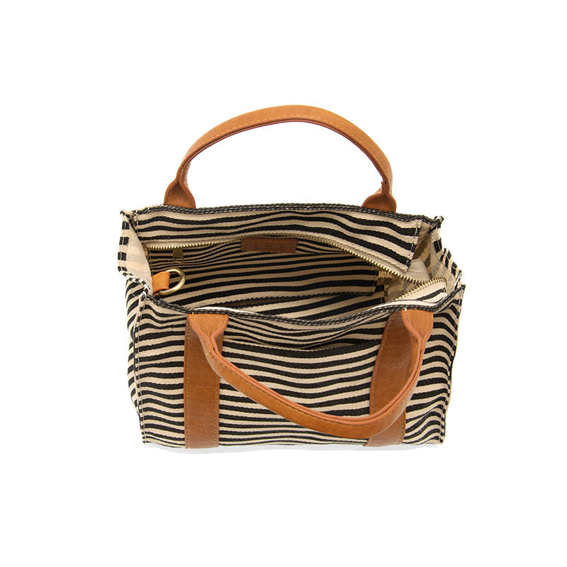 Gwen Striped Canvas Tote - L8169-04 -   Women's  Black & WHITE 