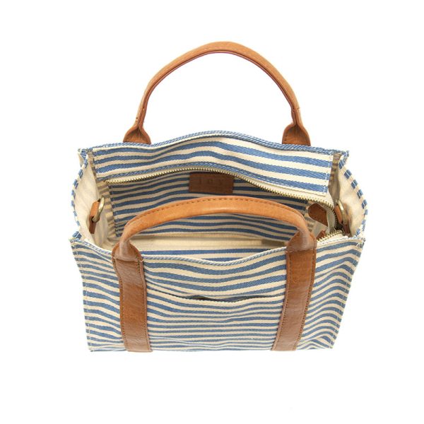 Gwen Striped Canvas Tote - L8169-06 -   Women's  BLUE & WHITE 