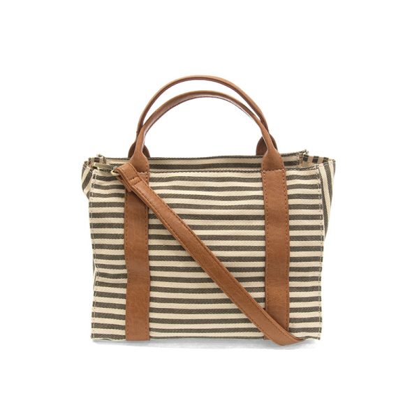 Gwen Striped Canvas Tote - L8169-15 -   Women's  NEUTRAL & WHITE 