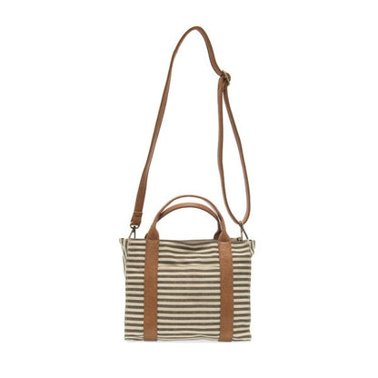 Gwen Striped Canvas Tote - L8169-15 -   Women's  NEUTRAL & WHITE 