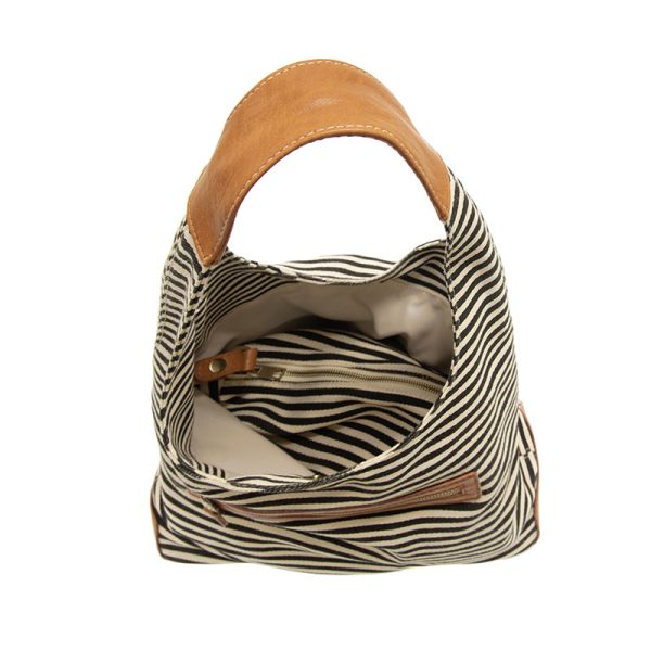 April Canvas Hobo Bag  - L8171-04  -  Women  BLACK & WHITE 