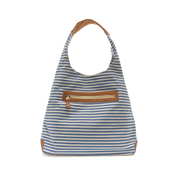 April Canvas Hobo Bag  - L8171-06  -  Women  BLUE & WHITE 