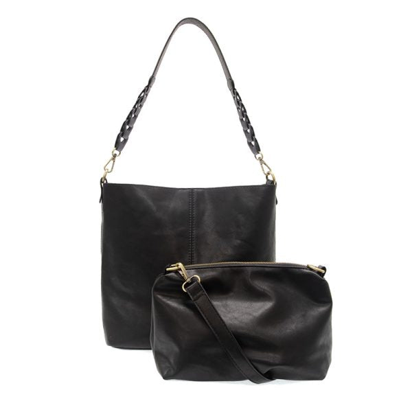 Tessa Convertible Hobo Bag with Link Strap - L8180-00  -  Women  BLACK 