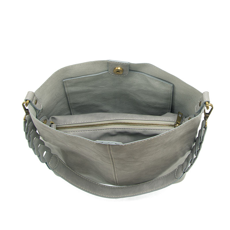 Tessa Convertible Hobo Bag with Link Strap - L8180-10  -  Women  GREY 