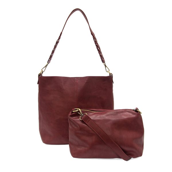 Tessa Convertible Hobo Bag with Link Strap - L8180-53  -  Women  BURGUNDY 