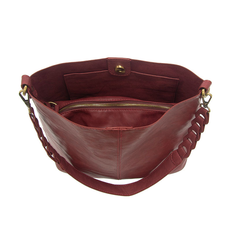 Tessa Convertible Hobo Bag with Link Strap - L8180-53  -  Women  BURGUNDY 