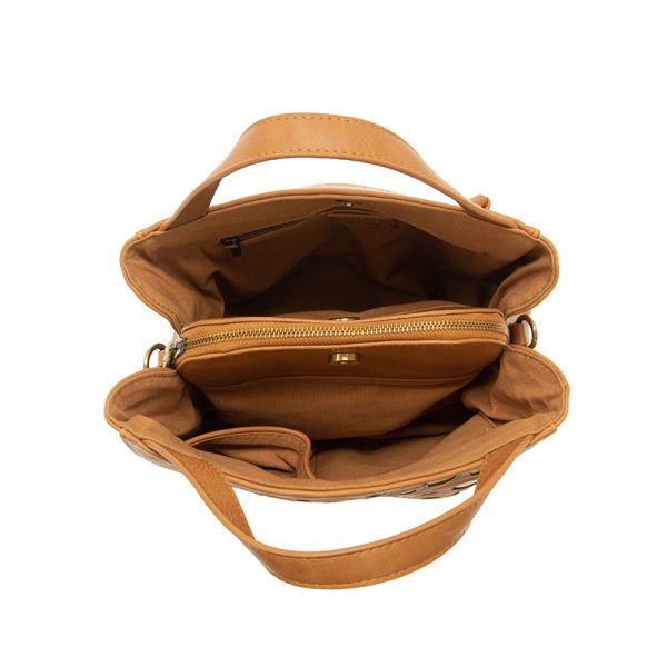 Flora Laser Cut Crossbody Tote  - L8225-121  -  Women  HAZELNUT 