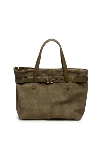 Joy Susan- Crossbody Dark Olive Geneva Medium Sueded Tote Women's L8371-03