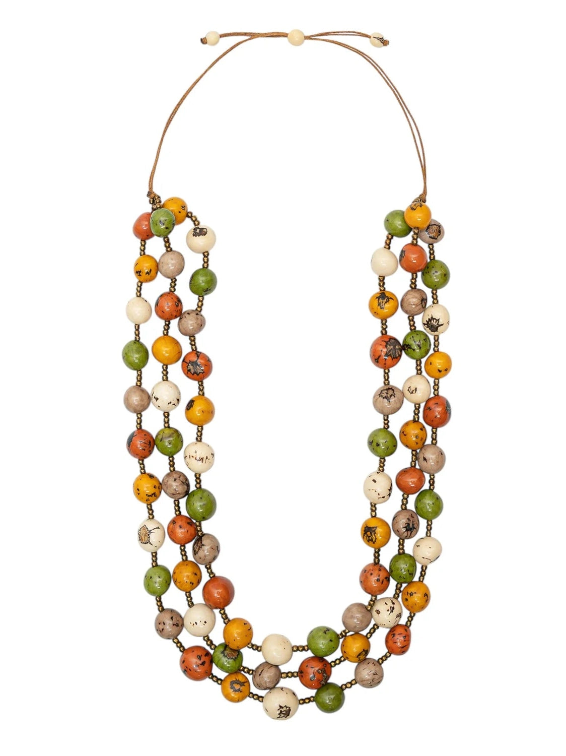 Necklace Lc3057-Oli combo Green/Tan /Beige/Orange