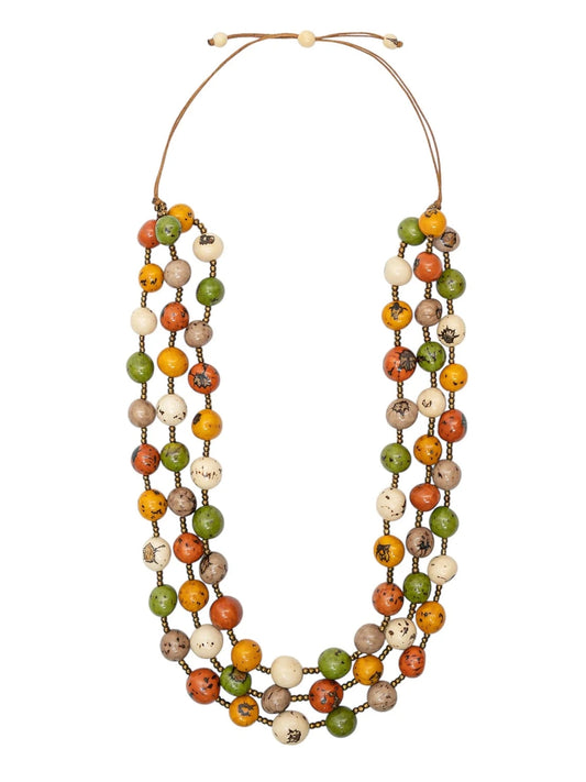 Necklace Lc3057-Oli combo Green/Tan /Beige/Orange