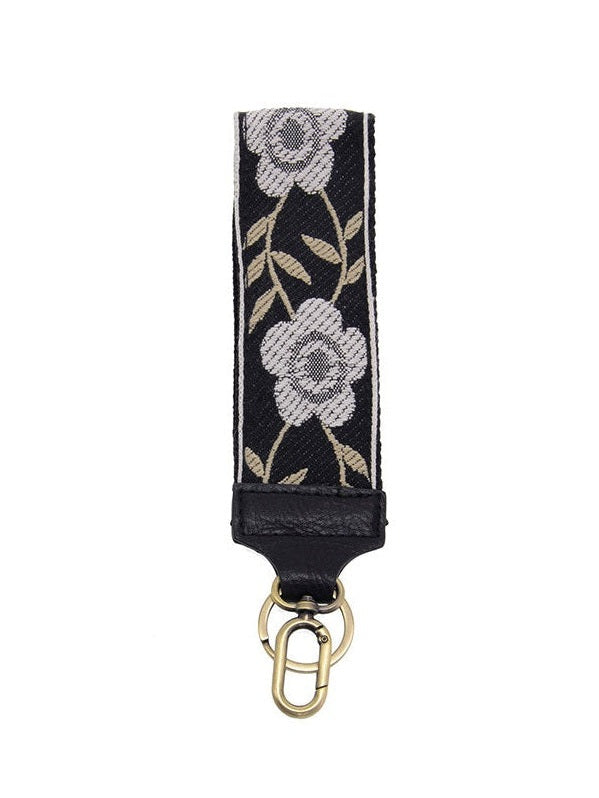 Wristlet 2" Embroidered Easy Find Wild Rose Black/White Floral Lk062-00