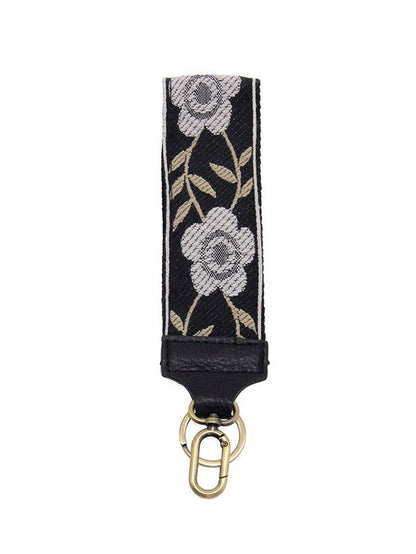 Wristlet 2" Embroidered Easy Find Wild Rose Black/White Floral Lk062-00