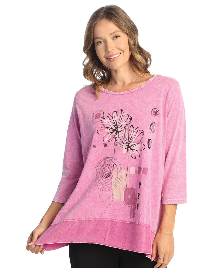 Jess & Jane M105-1627 Women's Magenta Mineral Wash Georgetter Tunic 