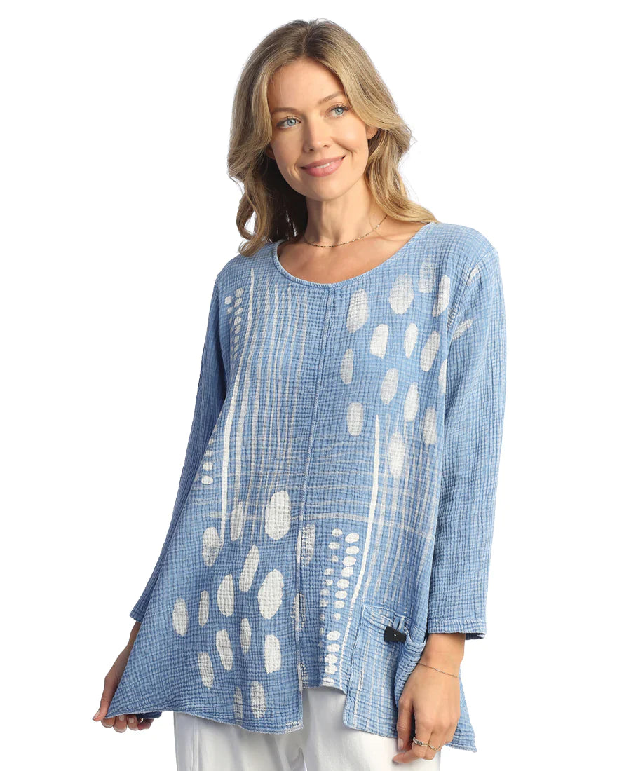 Jess & Jane M108-1875 - Blue and Art designs -  Women's top 