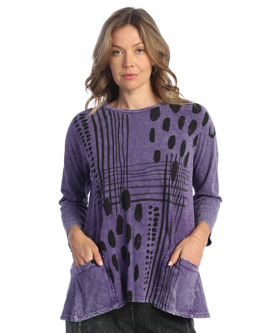 M12-1875 Tunic w/ 2 Pockets - Purple Mix Match 