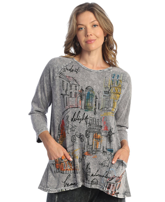 M12-1883 Tunic w/ 2 Pockets - Mid Cityscape 