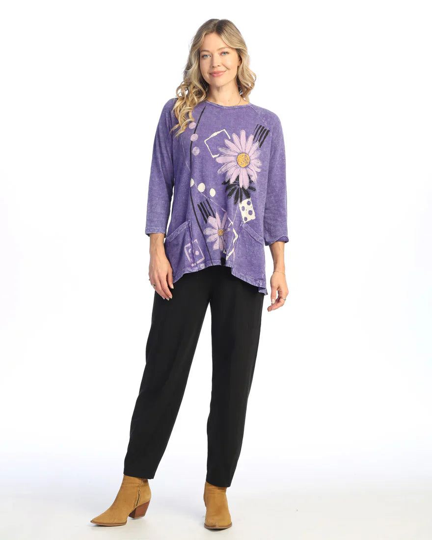 M12-2040 Tunic w/ 2 Pockets - Purple Love Letter 