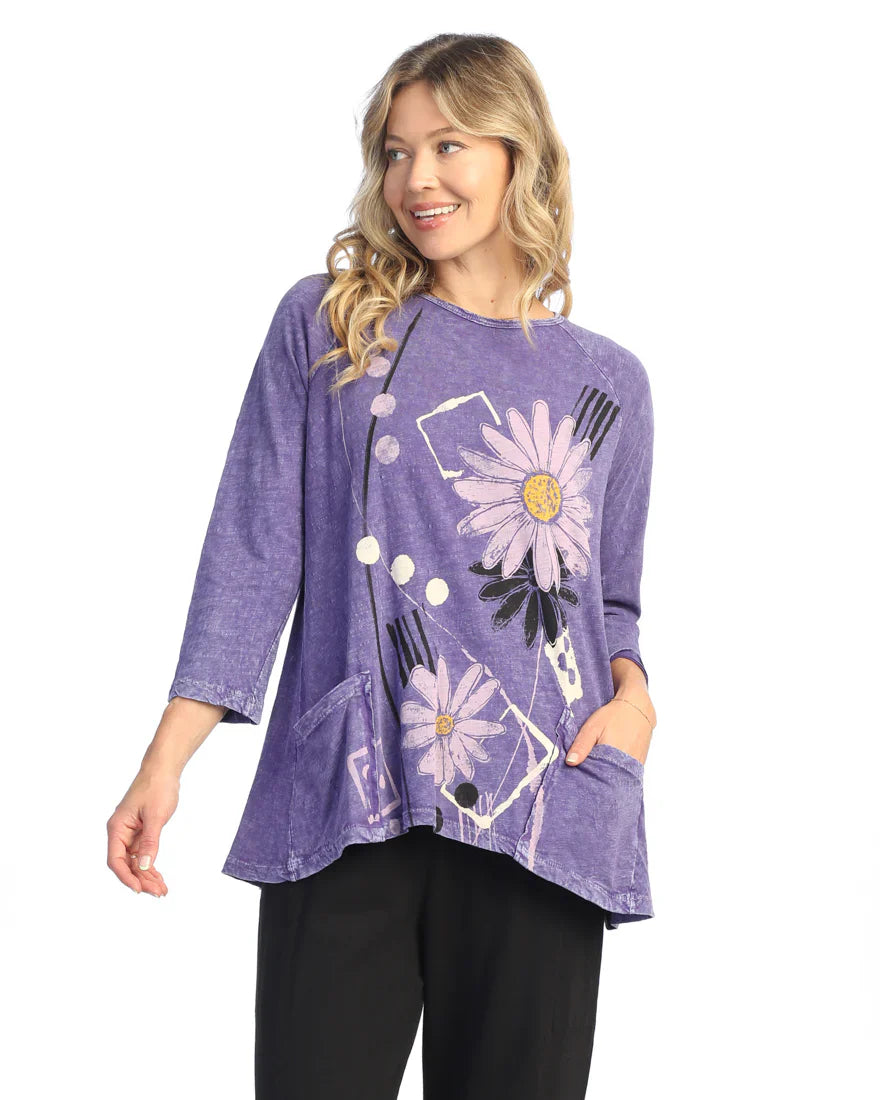 M12-2040 Tunic w/ 2 Pockets - Purple Love Letter 