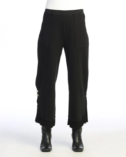 Jess & Jane M125 Jet Black Pant Wide Leg/Rib Contrast 2 Pocket Women's