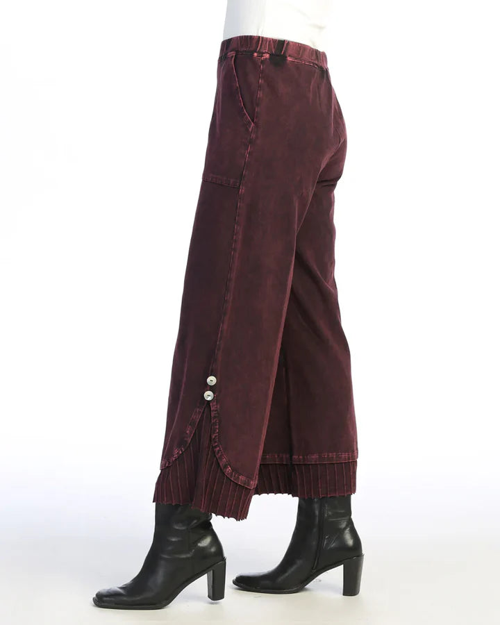 Jess & Jane M125 Wine Pant Wide Leg/Rib Contrast Women's 