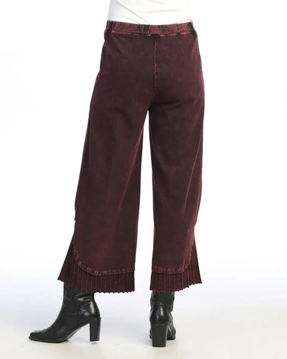 Jess & Jane M125 Wine Pant Wide Leg/Rib Contrast Women's 