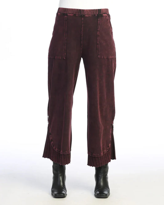 Jess & Jane M125 Wine Pant Wide Leg/Rib Contrast Women's 