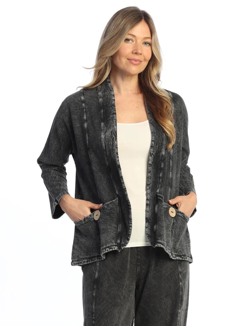 M144 Black Cardigan 2 Pocket Fleece Cotton Women's&nbsp;