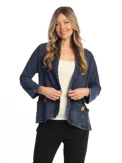 M144 Denim Blue Cardigan 2 Pocket Fleece Cotton Women's&nbsp;