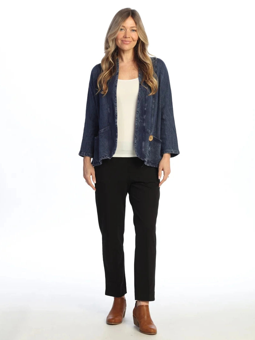 M144 Denim Blue Cardigan 2 Pocket Fleece Cotton Women's&nbsp;