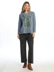 Jess &amp; Jane&nbsp; M148-2279 Blue Let It Snow Christmas&nbsp; Long Sleeve Pullover Cotton Women's&nbsp;