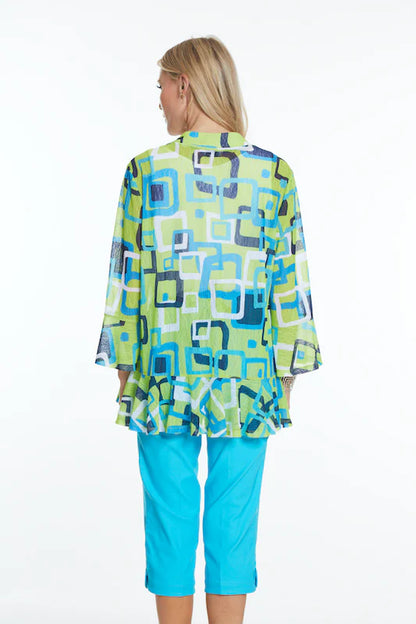 Jacket- Women-3/4 Flounce Sleeve circle hen Open jacket 