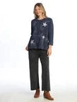 M51-2284&nbsp; Denim Blue Lumi Star Print&nbsp; French Terry Women's Top