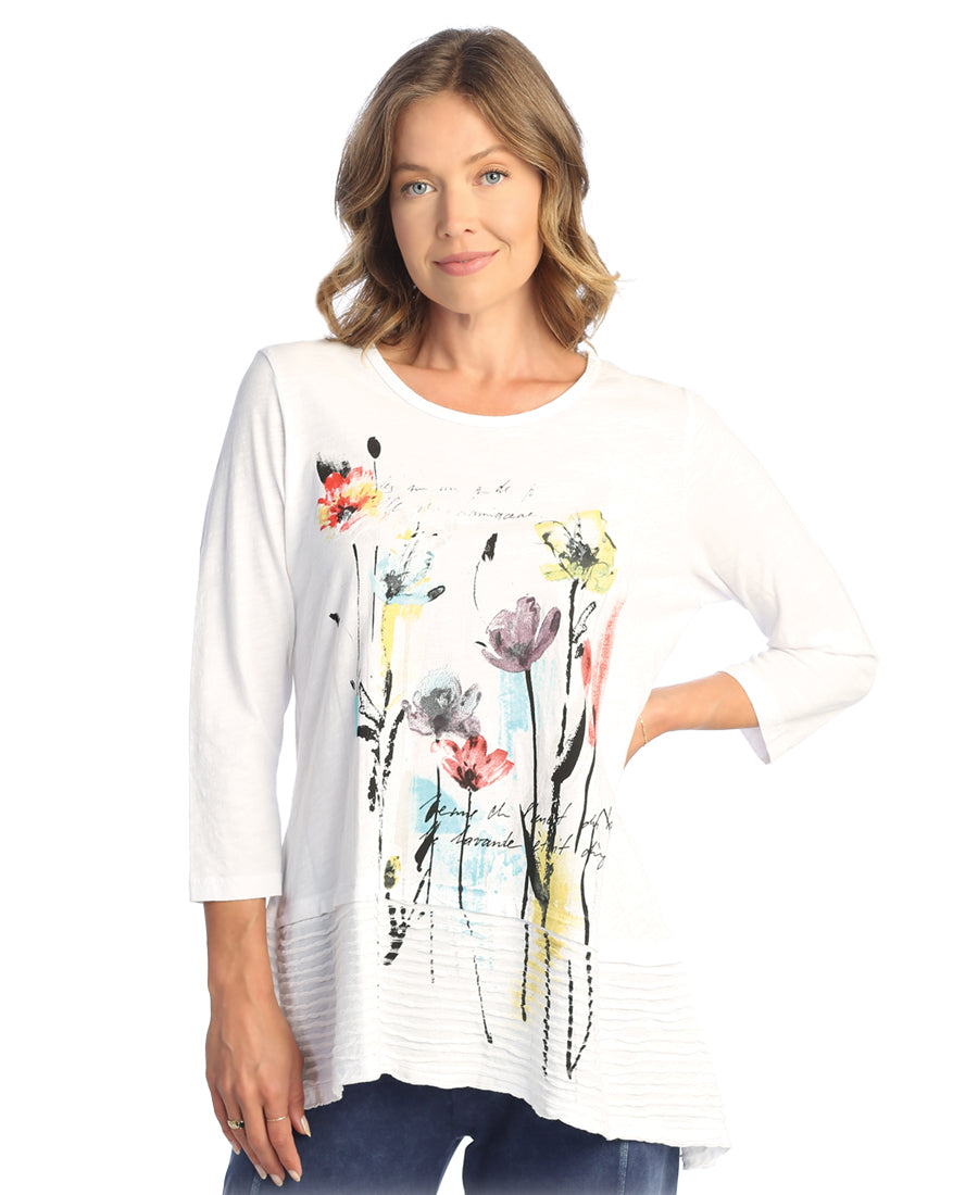 Jess & Jane M54-1820 White Sierra Printed Mineral Knit Tunic 