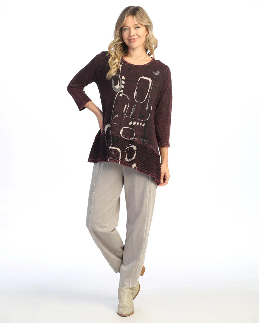 Jess & Jane M54-2028 Wine Rhythm Wave Knit Tunic Women's Top 