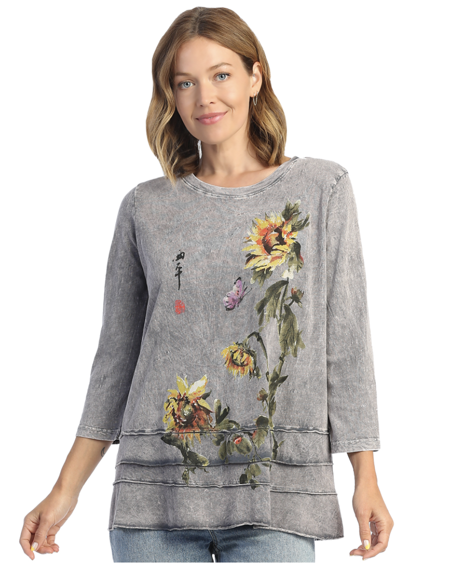 Jess & Jane M66-1628 - Women's Sunflower Grey Tunic 