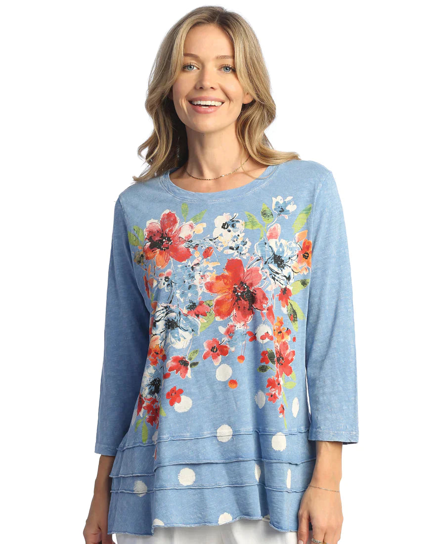 Jess & Jane - M66-1940 - Women's Top -Blue 100% Cotton 