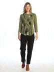 M80-2273 Dream Dots Moss Green  Retro Curved Hem 3/4 Sleeve  Tunic Women's Top