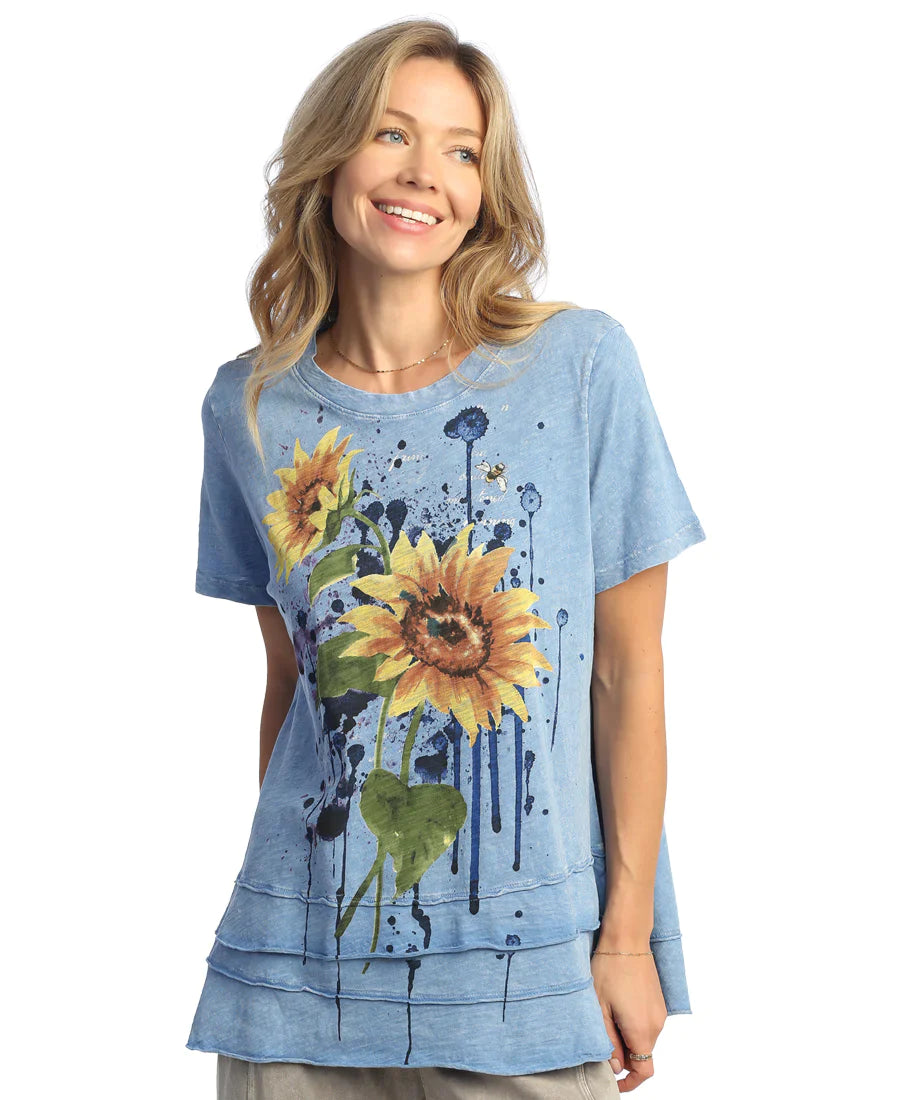 Jess & Jane M82-1926 -   Women's top -Blue 100% Cotton 