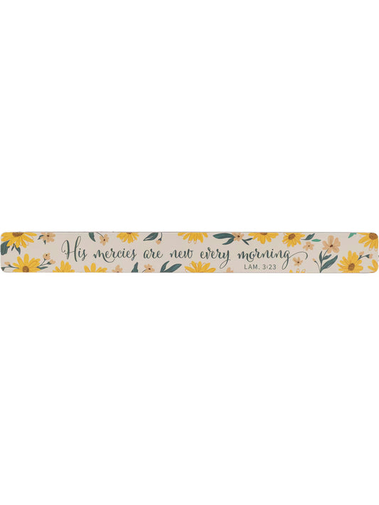Magnetic Strip Yellow Floral Hos Mercies Lam3:23&nbsp; 7.5" x 0.8"Ms148