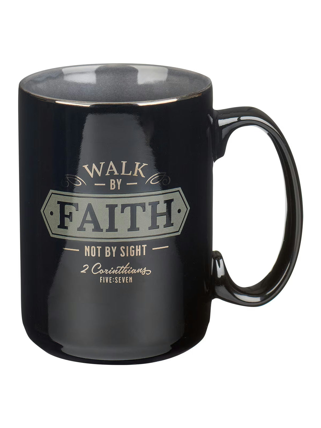 Mug Walk By Faith 2Cor.5:7 Black/Grey 14oz Mug 939
